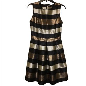 Charming Charlie RSVP Black And Gold Metallic Striped Dress